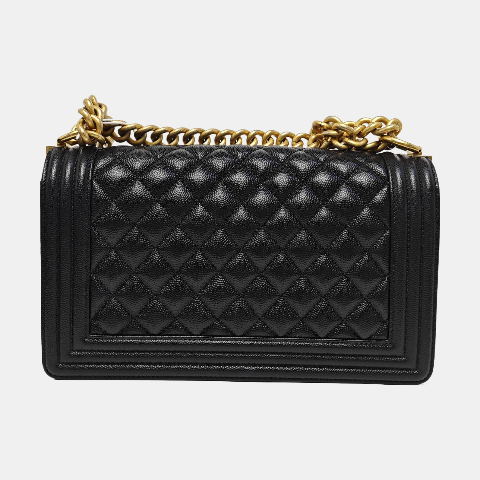 BOY CHANEL Medium Quilted Grained Calfskin Black