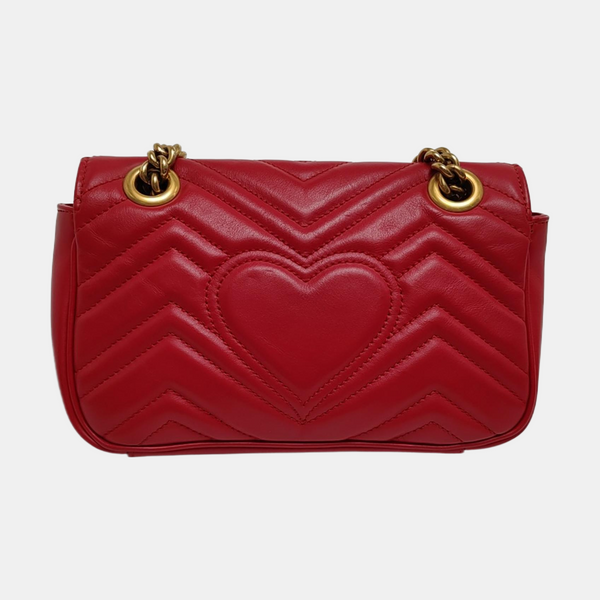 GG Marmont Small Quilted Calfskin Red