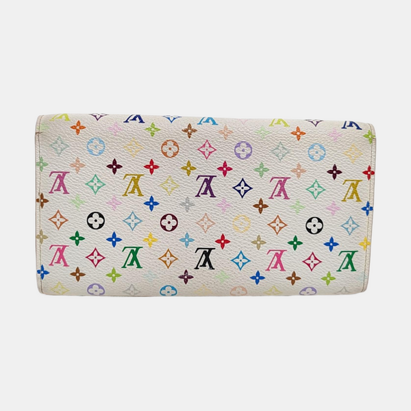 Cartera Blanca de Lona Recubierta con Monograma Porte Monnaie