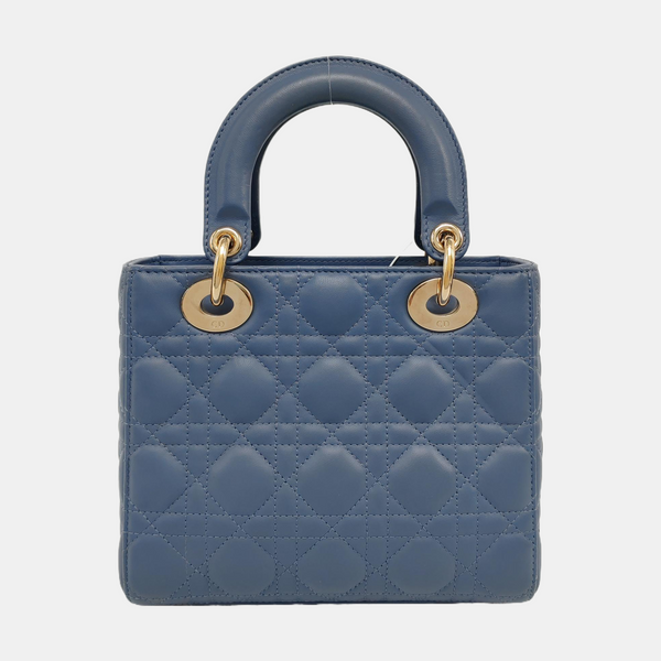 Lady Dior Small Cannage Lambskin Blue