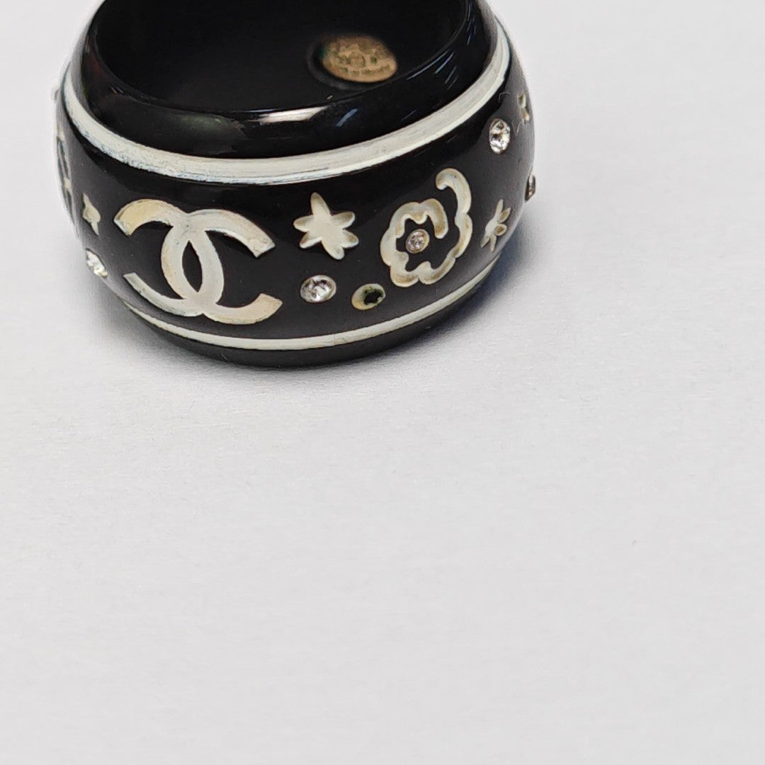Synthetic Crystal Black Ring EU 53
