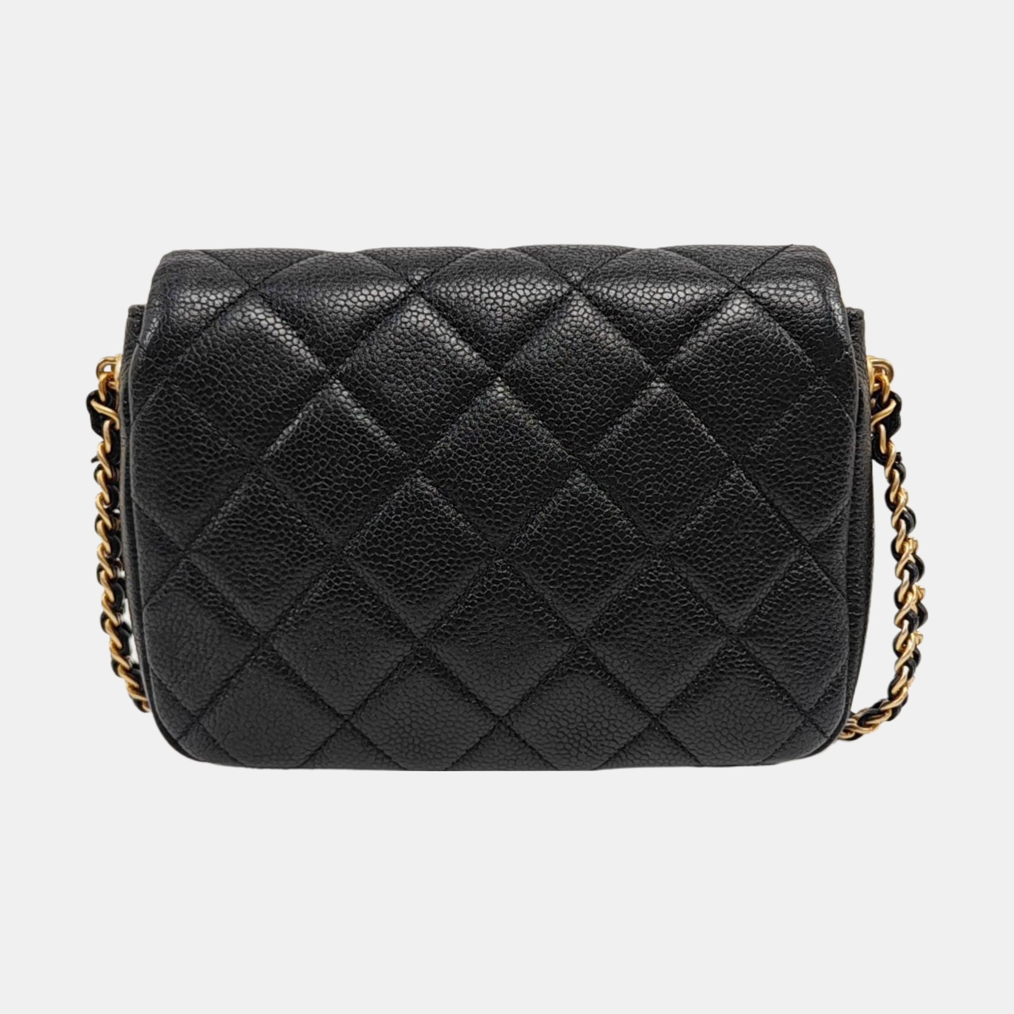CLASSIC FLAP Piel de becerro graneada acolchada pequeña negra