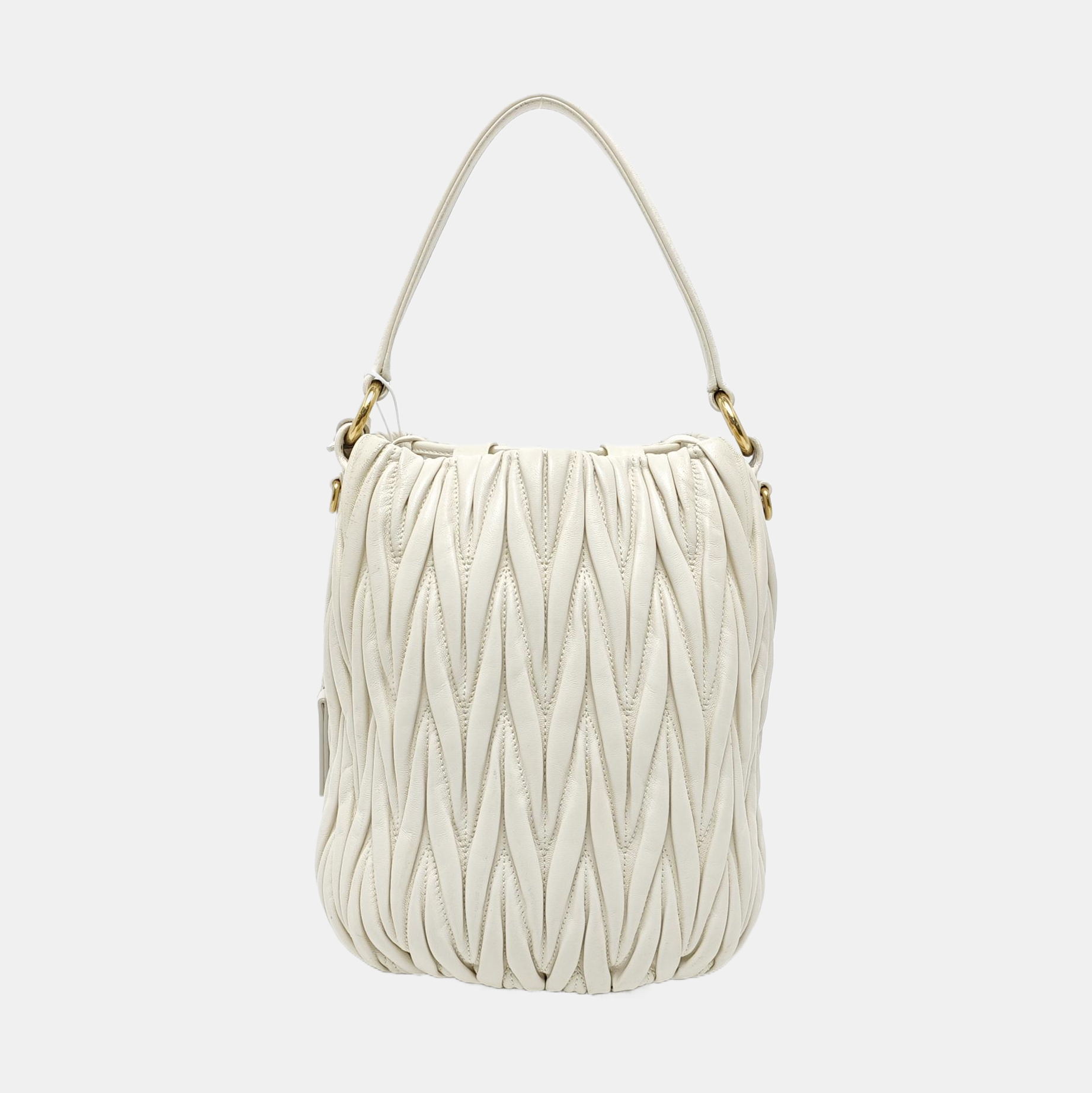 Quilted Lambskin Bucket Bag White