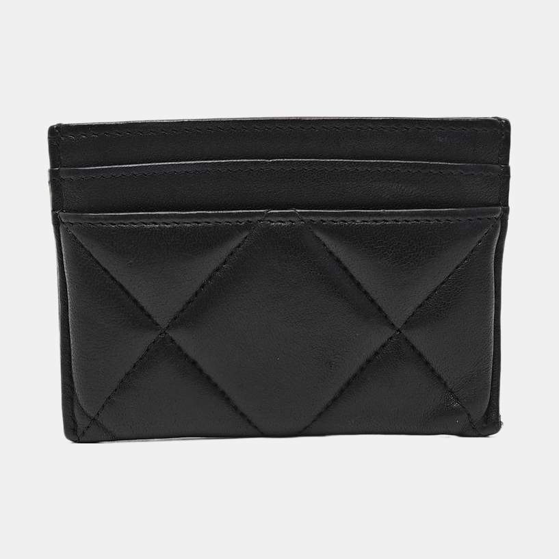 CHANEL 19 Small Quilted Lambskin Black Card Holder