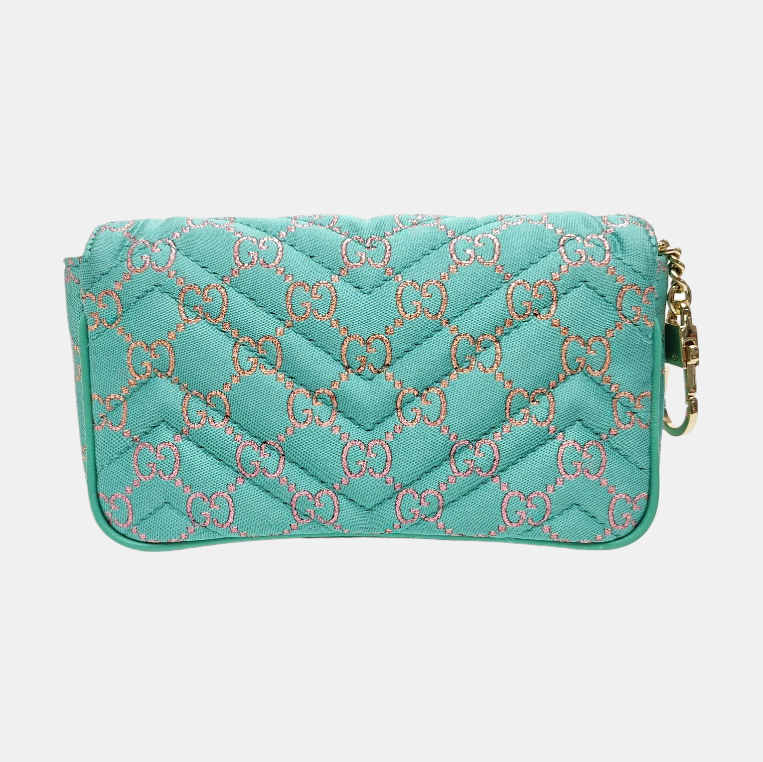 GG Marmont Super Mini Quilted Fabric Green
