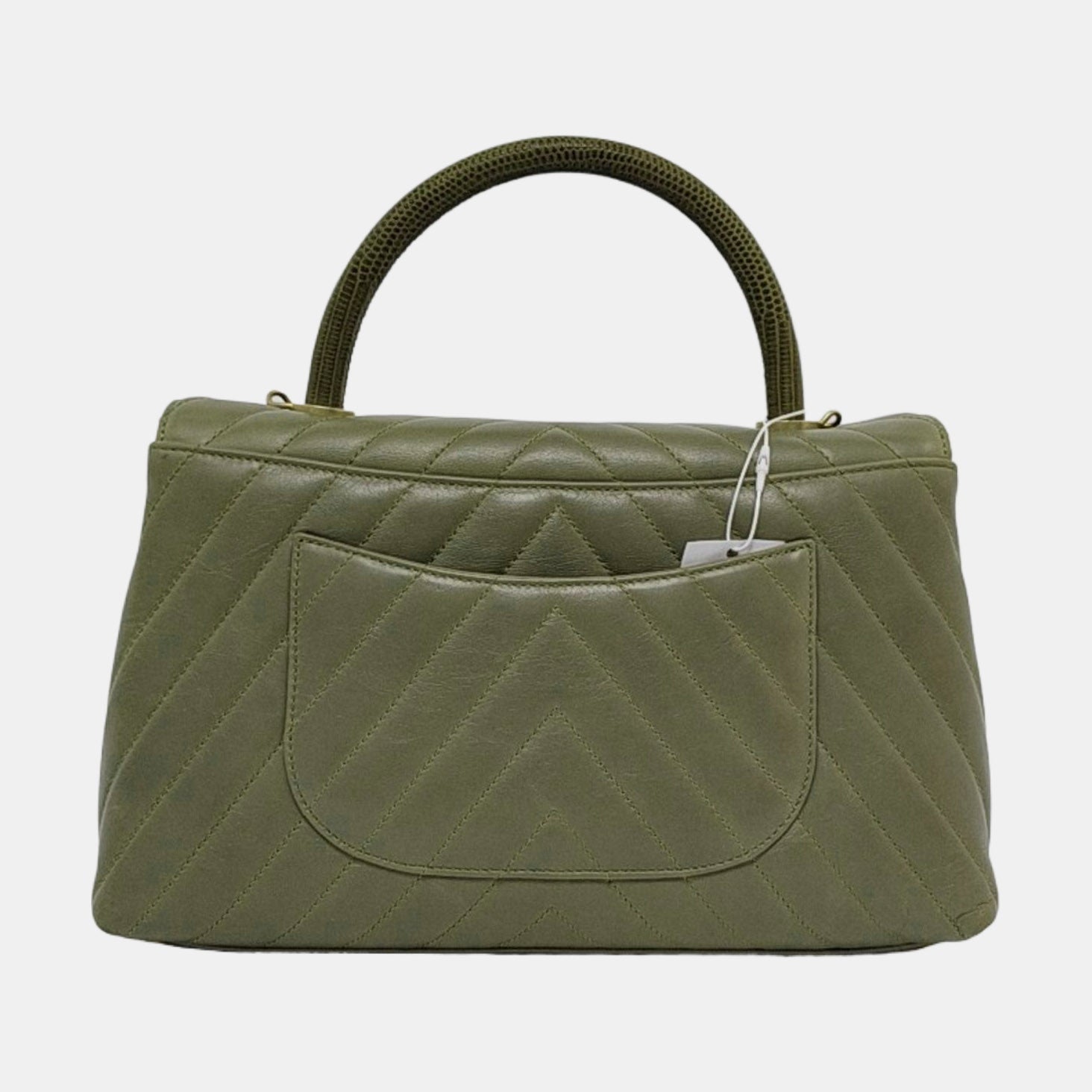 COCO HANDLE Medium Chevron, Quilted Calfskin Green