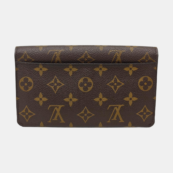 SARAH Monogram Coated Canvas Brown Wallet