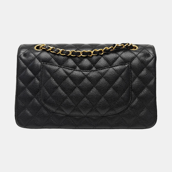 CLASSIC FLAP Medium Quilted Grained Calfskin Black