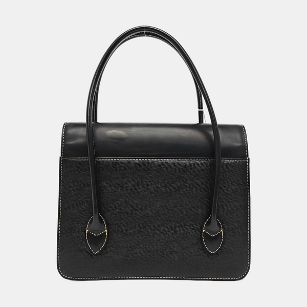 Calfskin Top Handle Bag Black