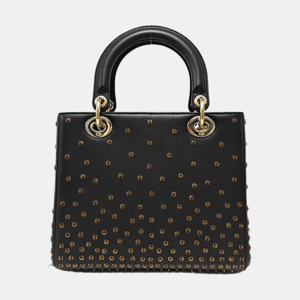 Authenticated pre-owned  Lady Dior Medium Quilted Calfskin Black - Tote Bag at Looply