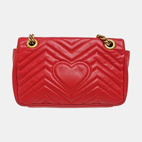 GG Marmont Medium Quilted Calfskin Red