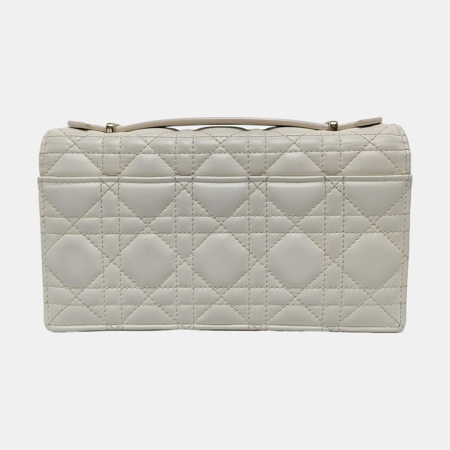 Authenticated pre-owned  My Dior Mini Cannage Lambskin White - Shoulder Bag at Looply