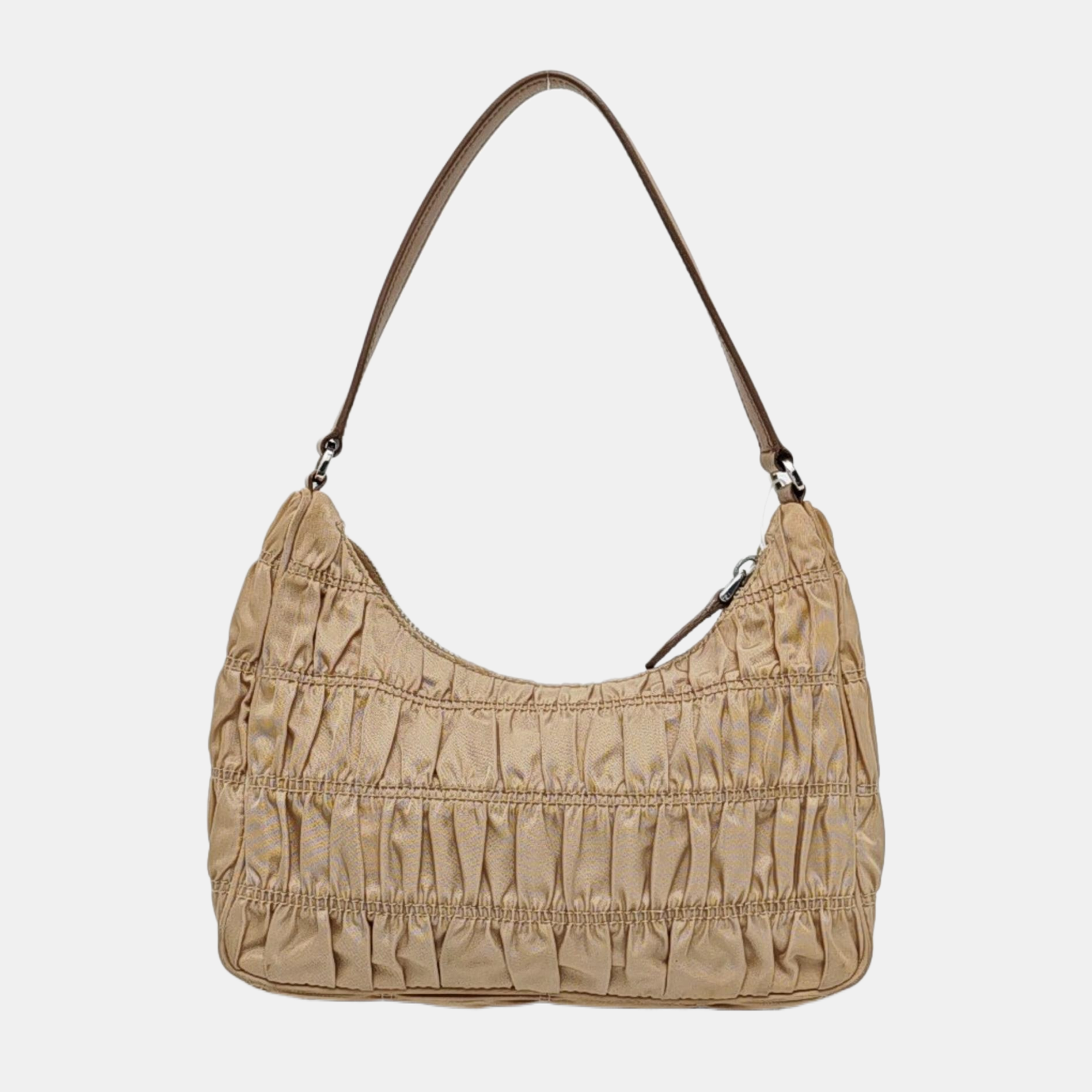 Authenticated pre-owned  Re-Edition2005 Mini Quilted Nylon Beige - Top Handle Bag at Looply