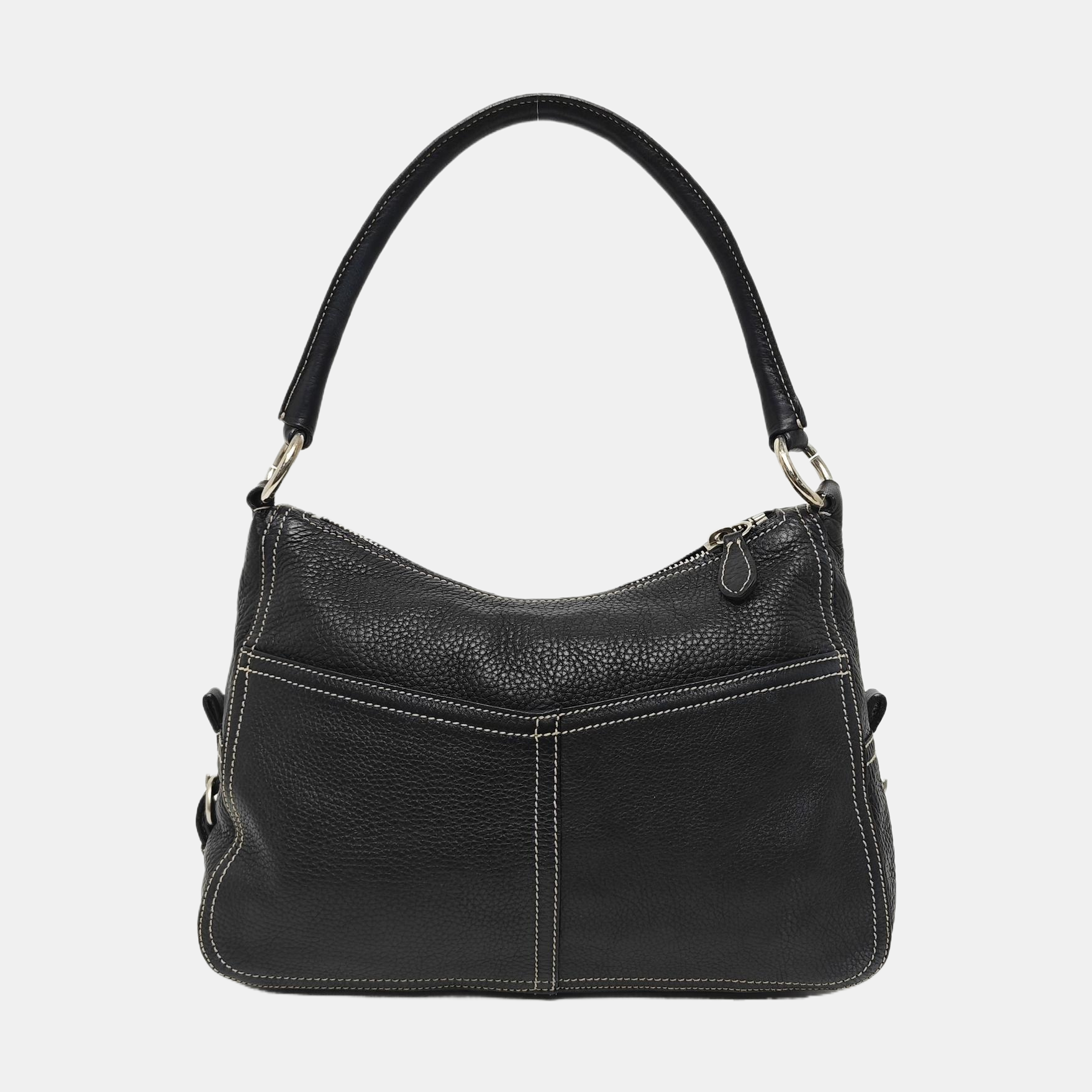 Leather Top Handle Bag Black