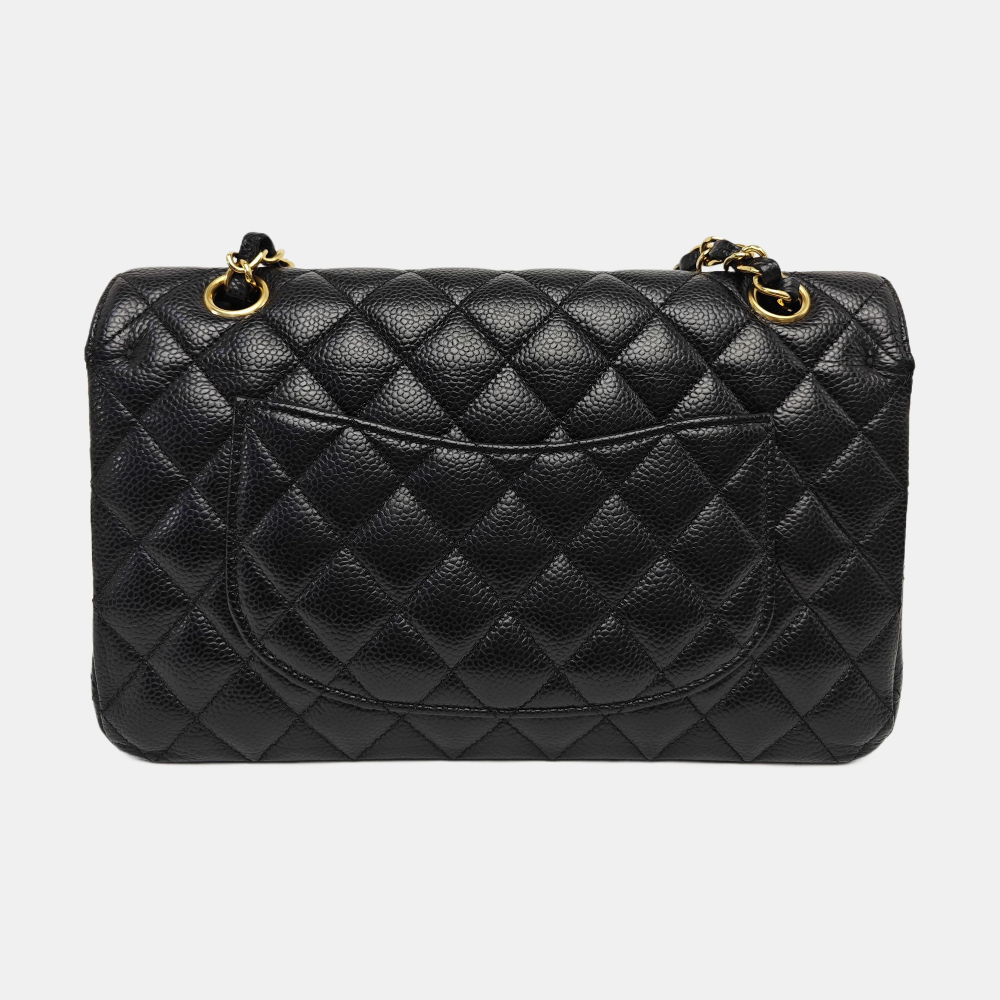 CLASSIC FLAP Medium Quilted Grained Calfskin Black