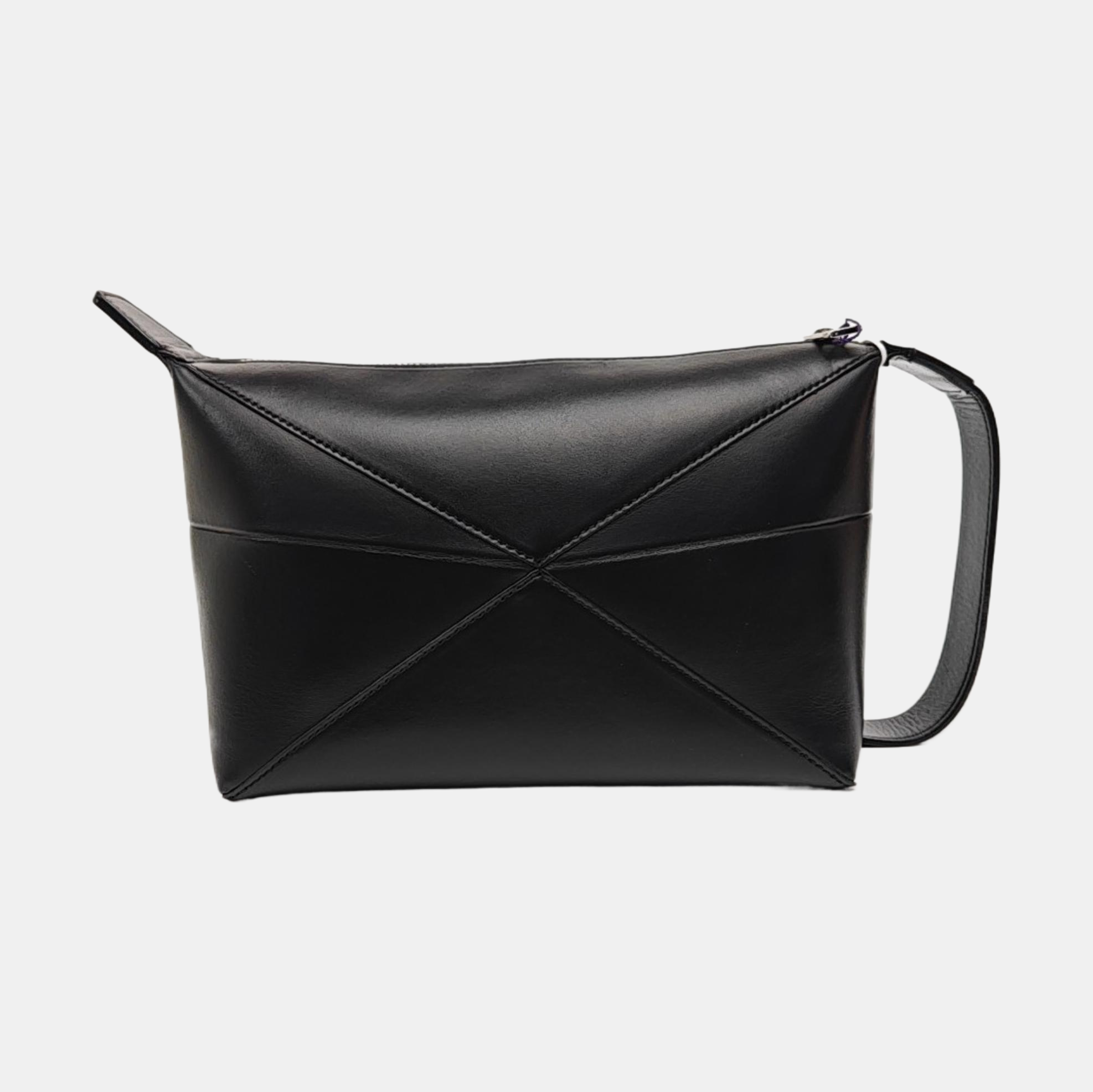 Puzzle Fold Small Quilted Calfskin Black