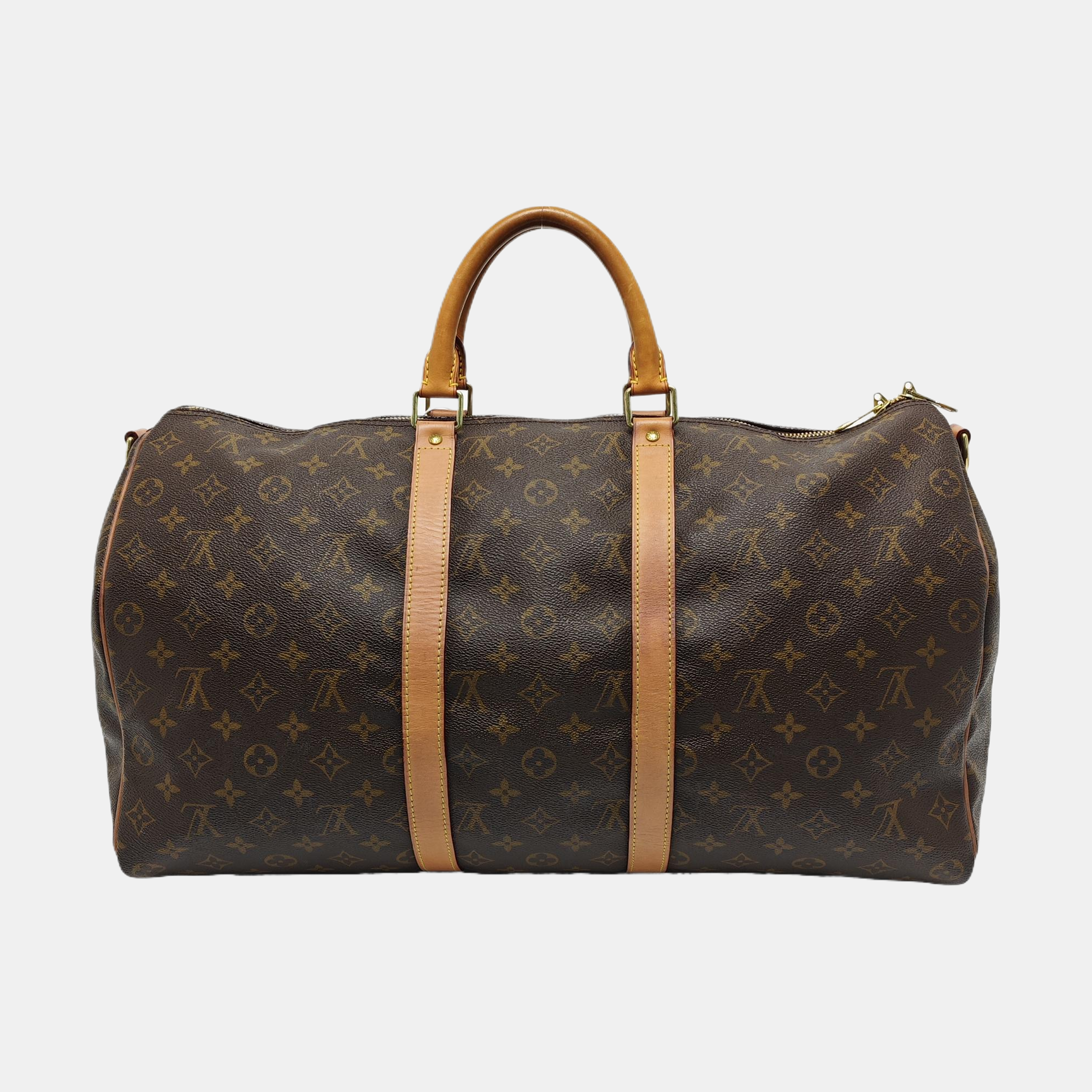KEEPALL 50 Monogram Coated Canvas Brown