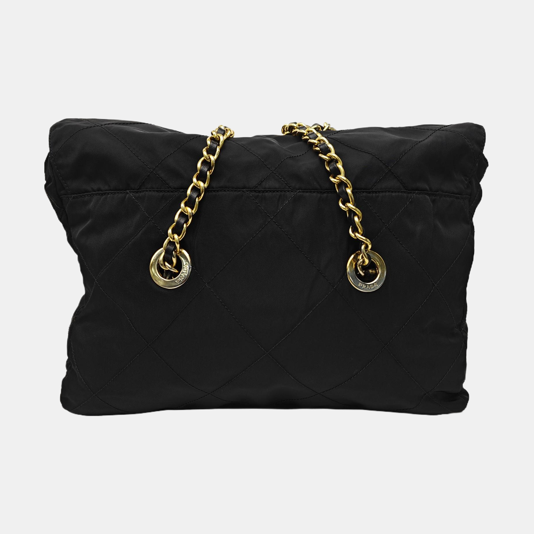 Quilted Nylon Shoulder Bag Black