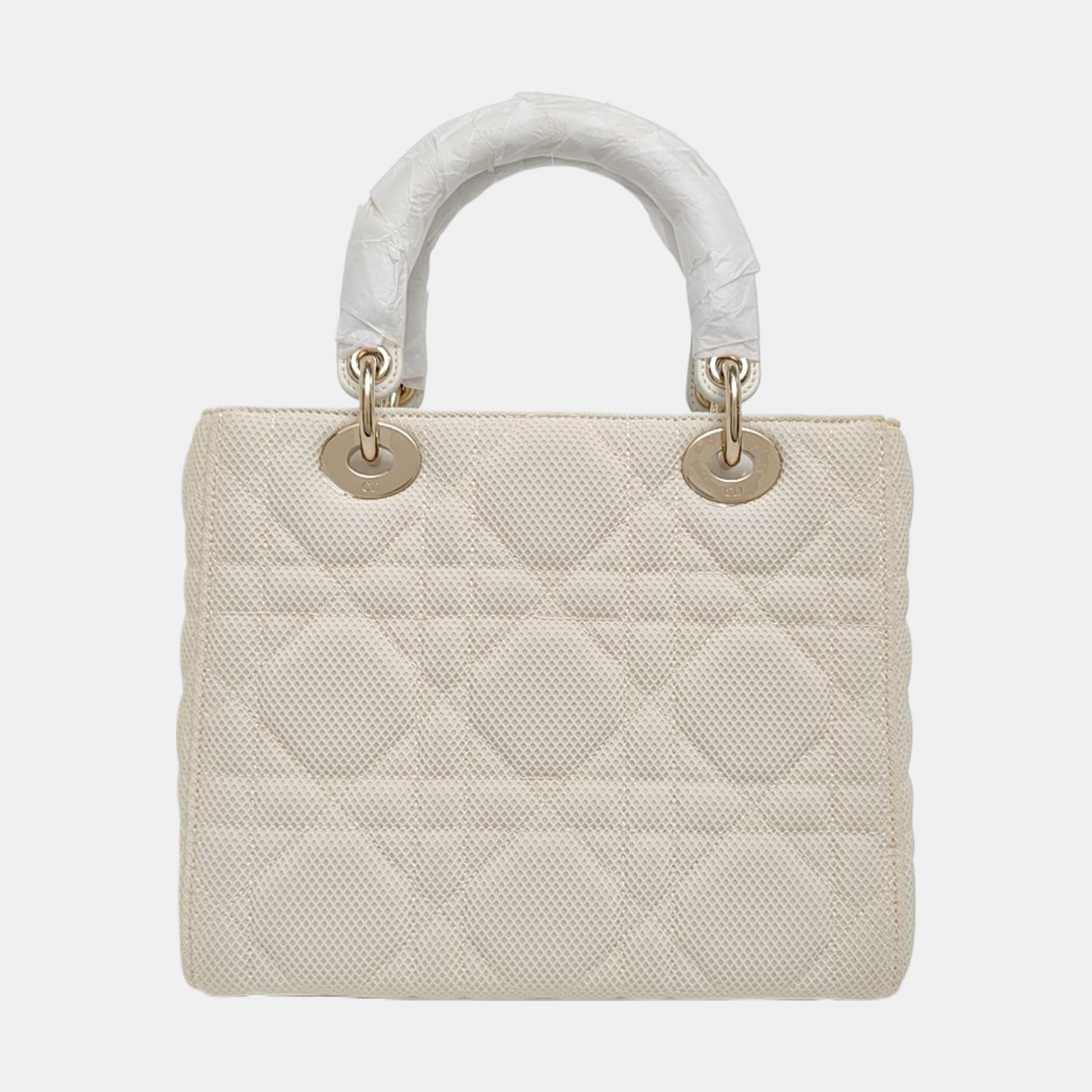 Authenticated pre-owned  Lady D-Lite Medium Cannage Fabric White - Shoulder Bag at Looply