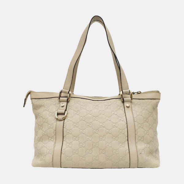 Abbey Monogram Calfskin White