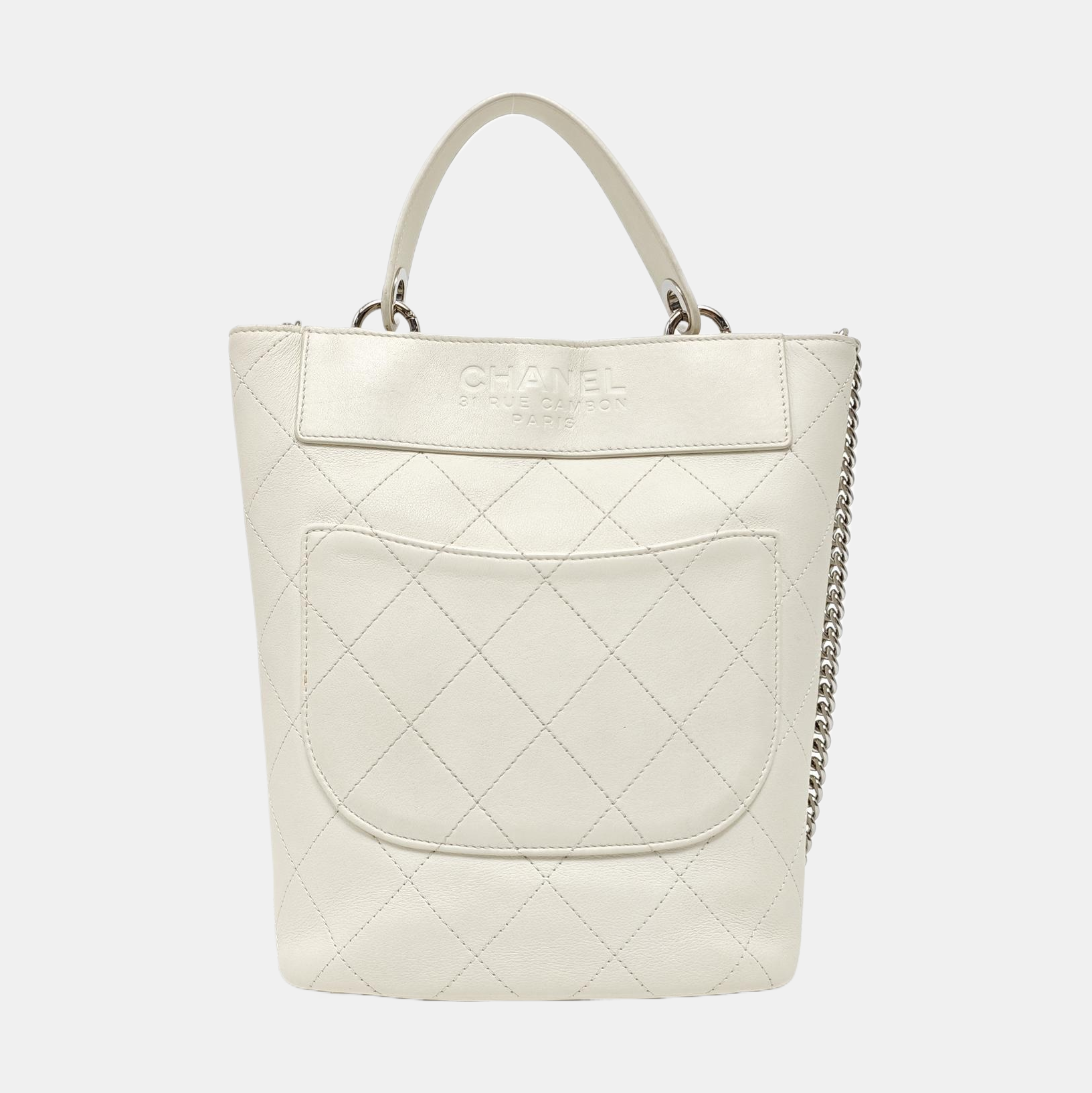 Quilted Calfskin Shoulder Bag White