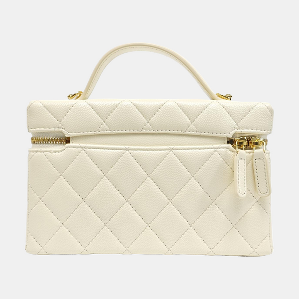 Quilted Grained Calfskin Shoulder Bag Yellow