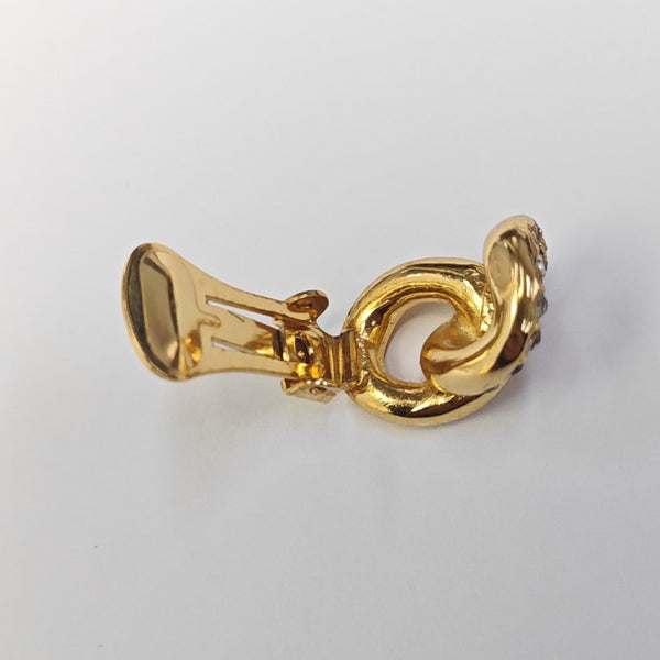 Twist Round Metal Gold Clip On Earrings