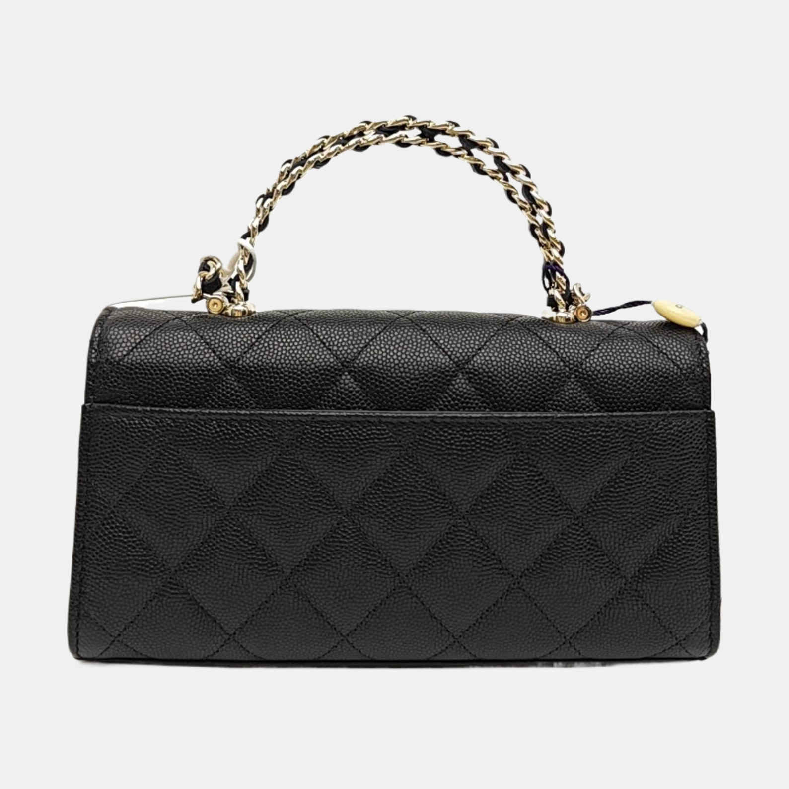 Quilted Grained Calfskin Shoulder Bag Large Black