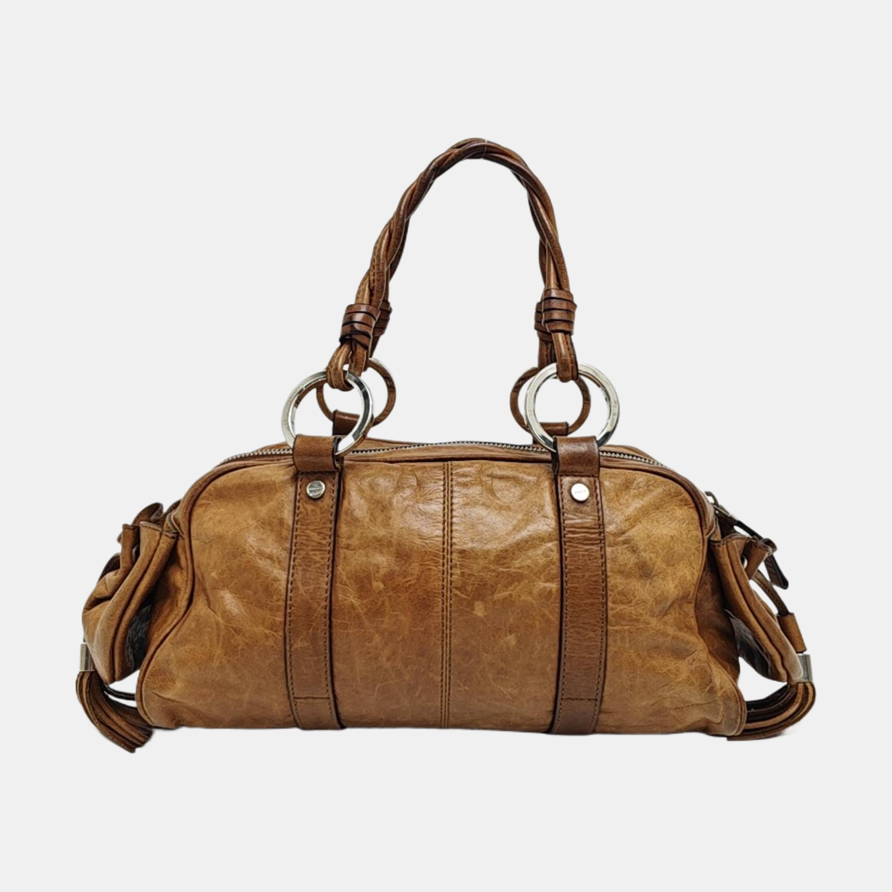 Calfskin Top Handle Bag Brown