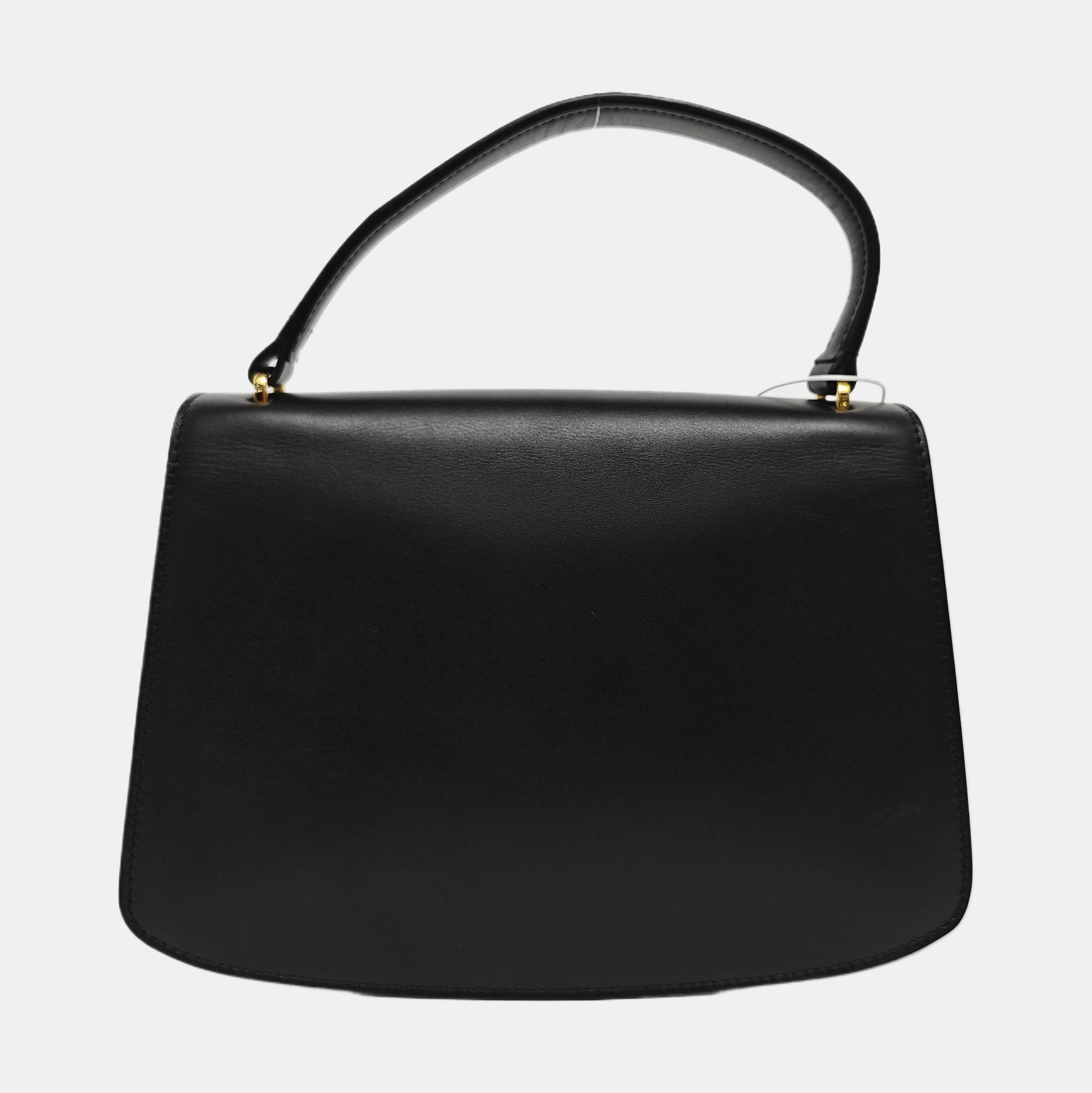 Calfskin Top Handle Bag Black