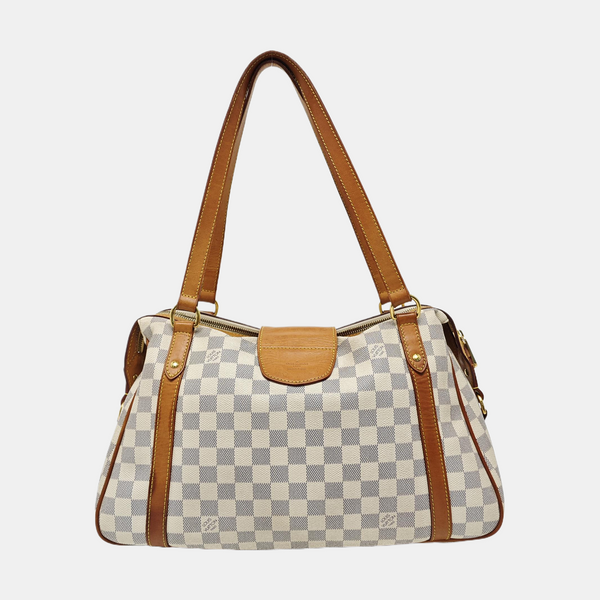 STRESA Damier Azur Coated Canvas White