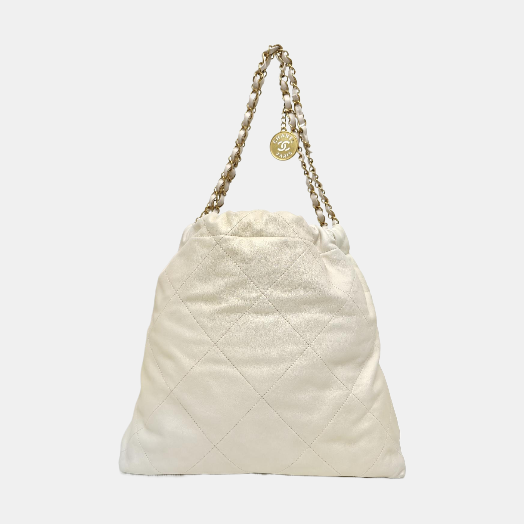 CHANEL 22 Medium Quilted Calfskin White