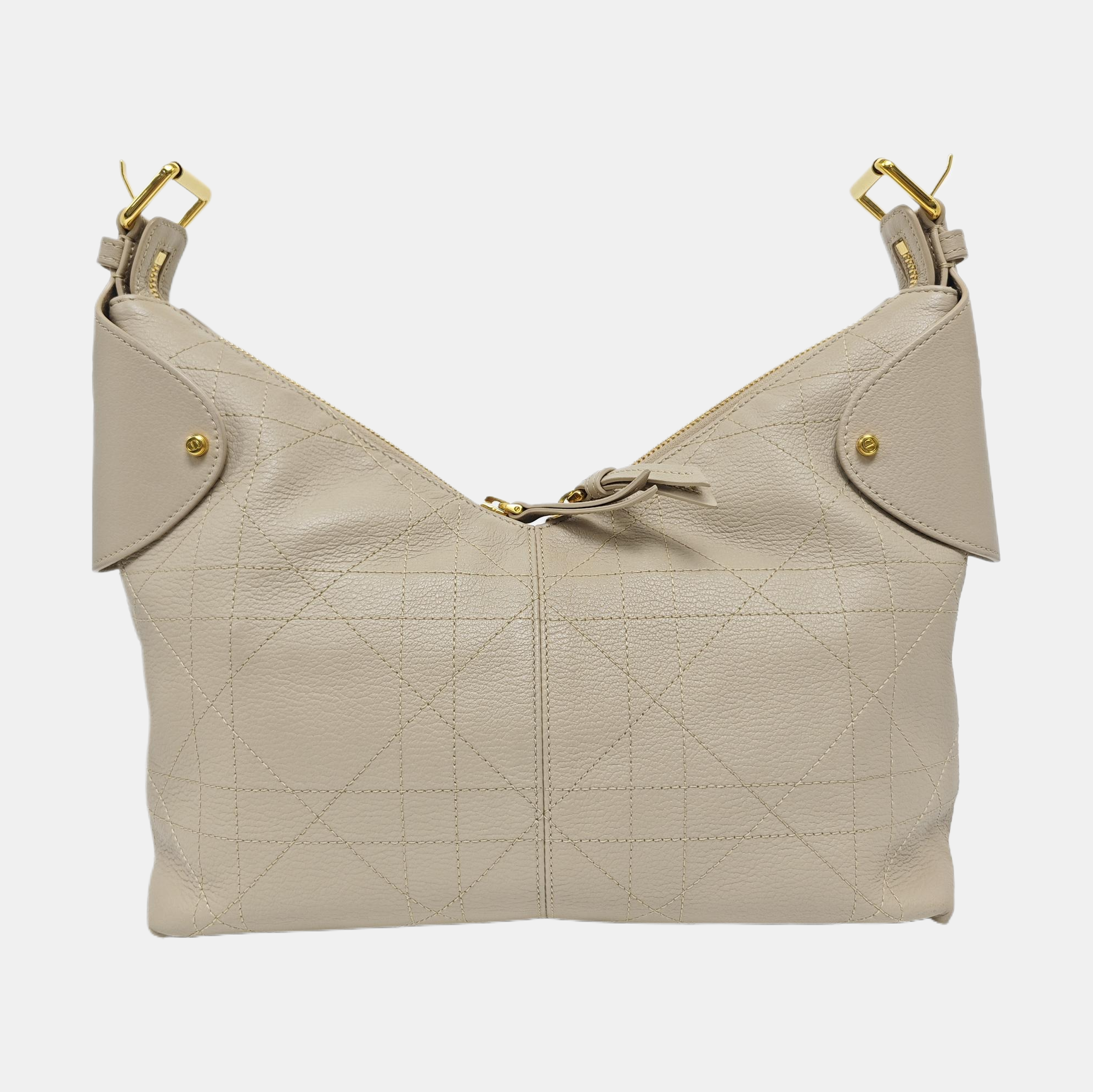 Cannage Calfskin Top Handle Bag Medium Beige