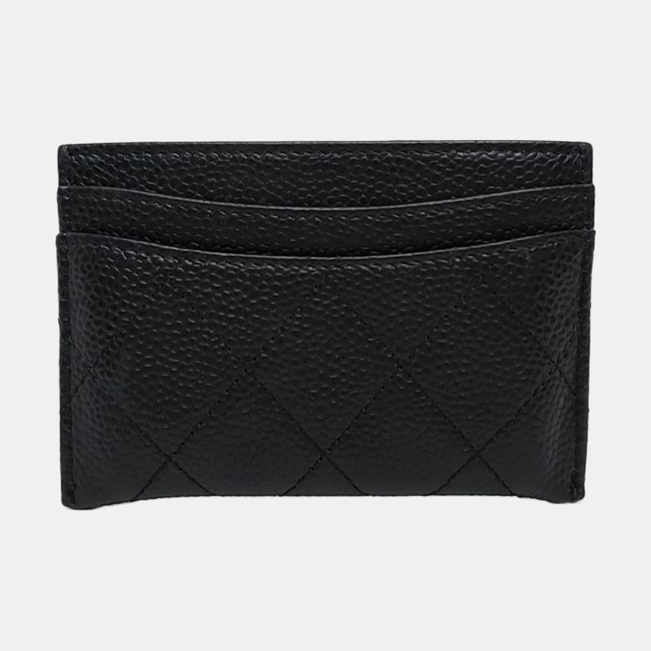 Authenticated pre-owned  CLASSIC FLAP Quilted Grained Calfskin Black Card Holder - Card Holder at Looply