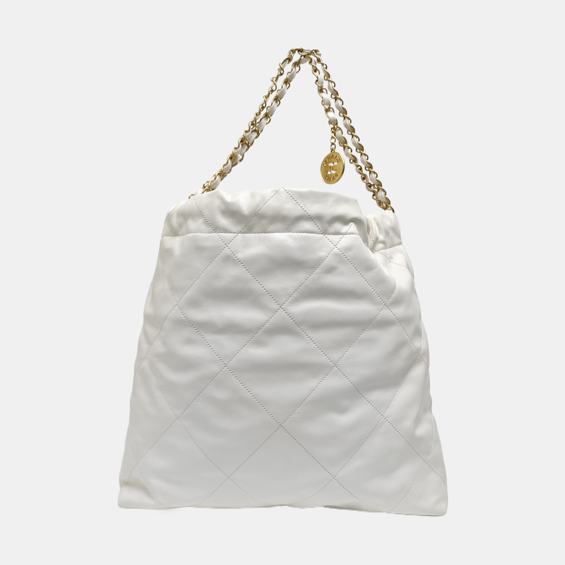 CHANEL 22 Medium Quilted Calfskin White