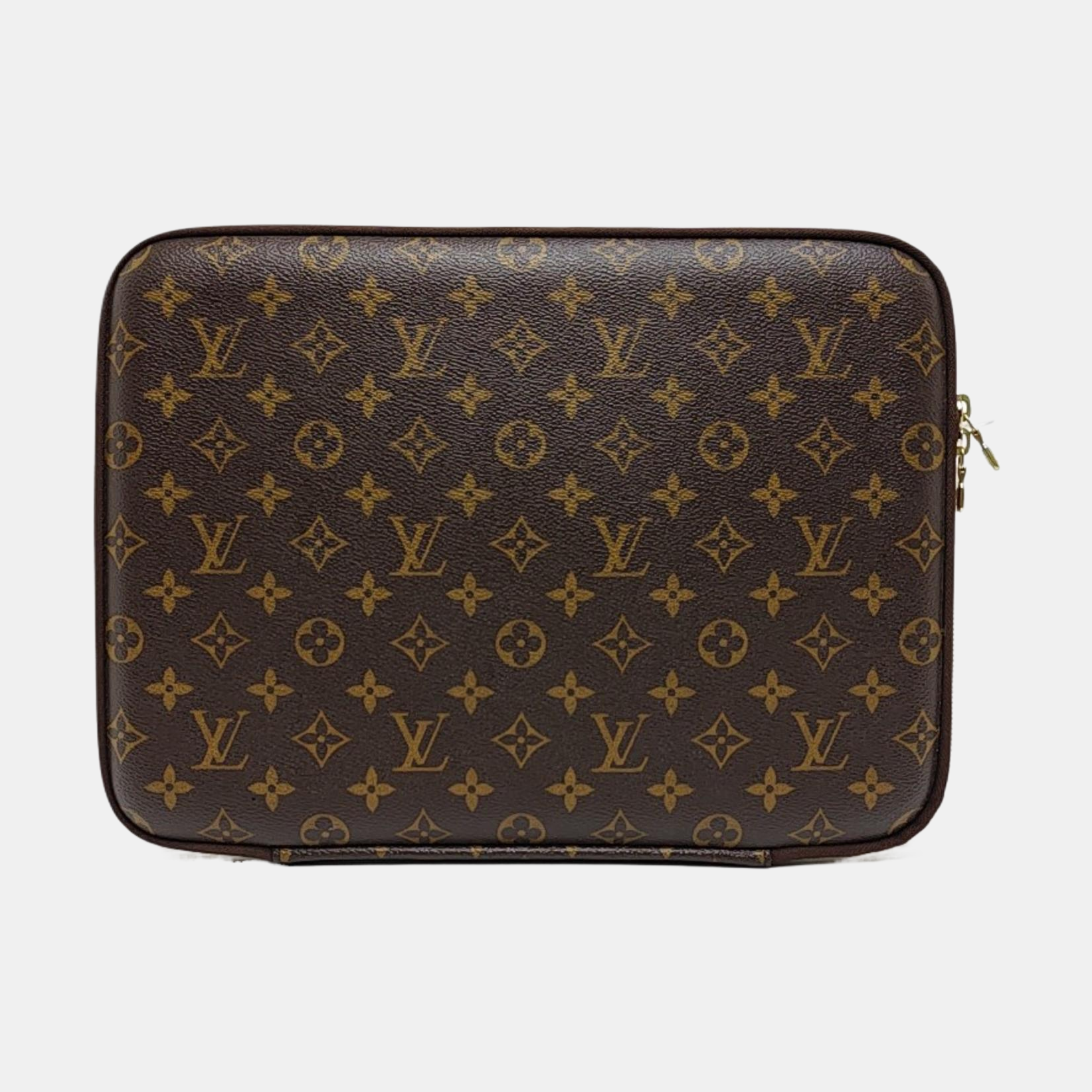 Monogram Coated Canvas Clutch Brown