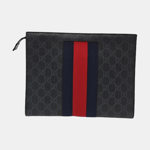 GG Supreme Monogram Coated Canvas Gray