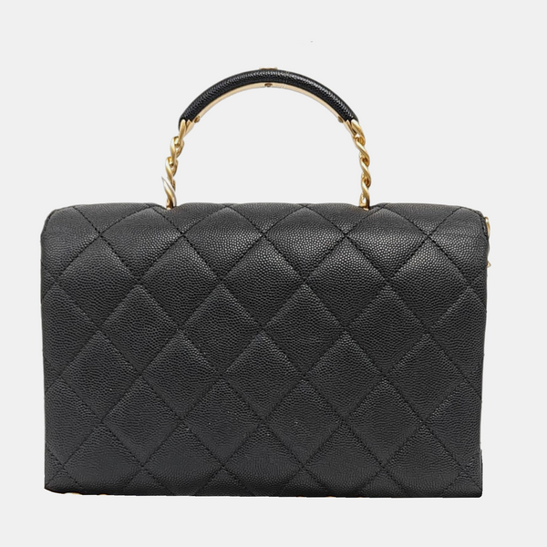 Carry Me Small Quilted Grained Calfskin Black