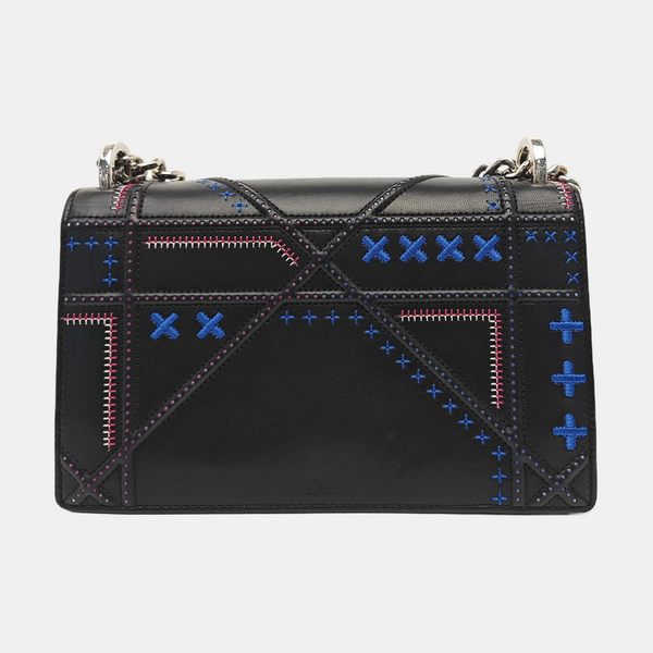 Cannage Calfskin Shoulder Bag Black