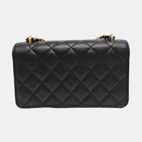 WOC Large Quilted Grained Calfskin Black