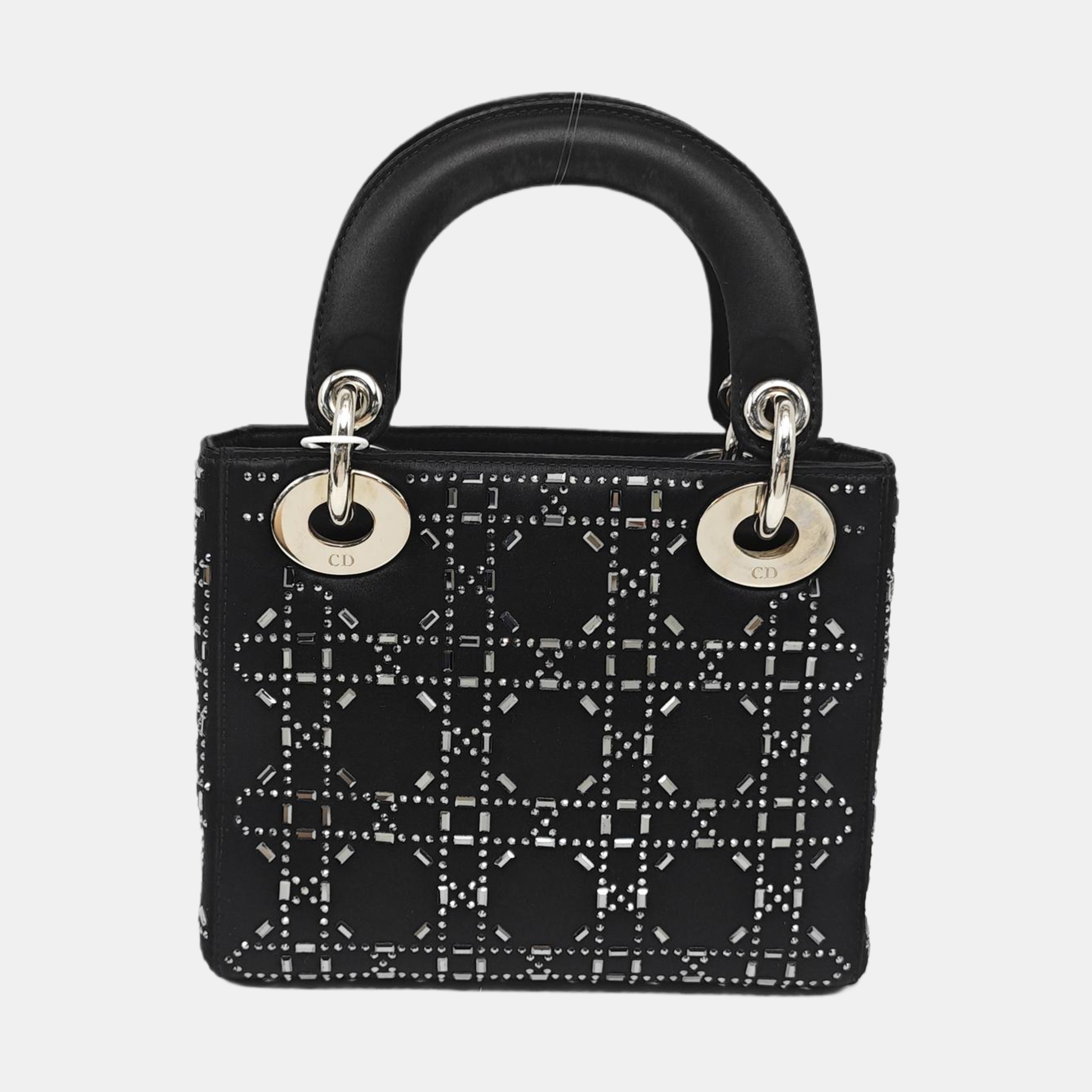 Authenticated pre-owned  Lady Dior Mini Cannage Silk Satin Black - Tote Bag at Looply