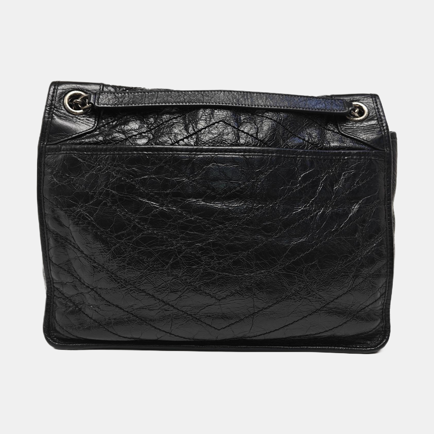 NIKI Large Chevron Calfskin Black