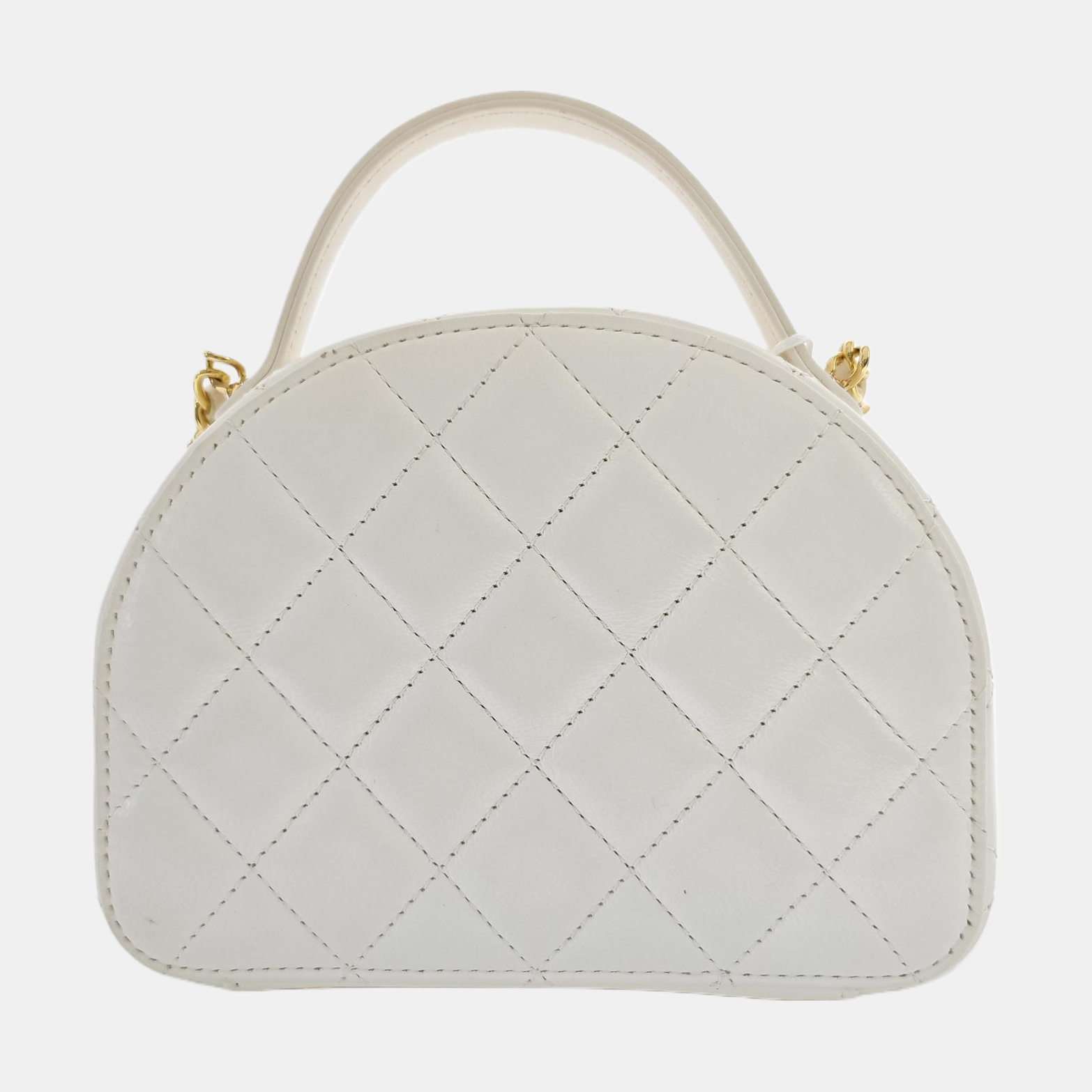 Quilted Lambskin Shoulder Bag White