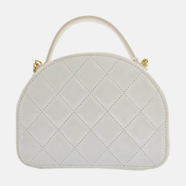 Quilted Lambskin Shoulder Bag White