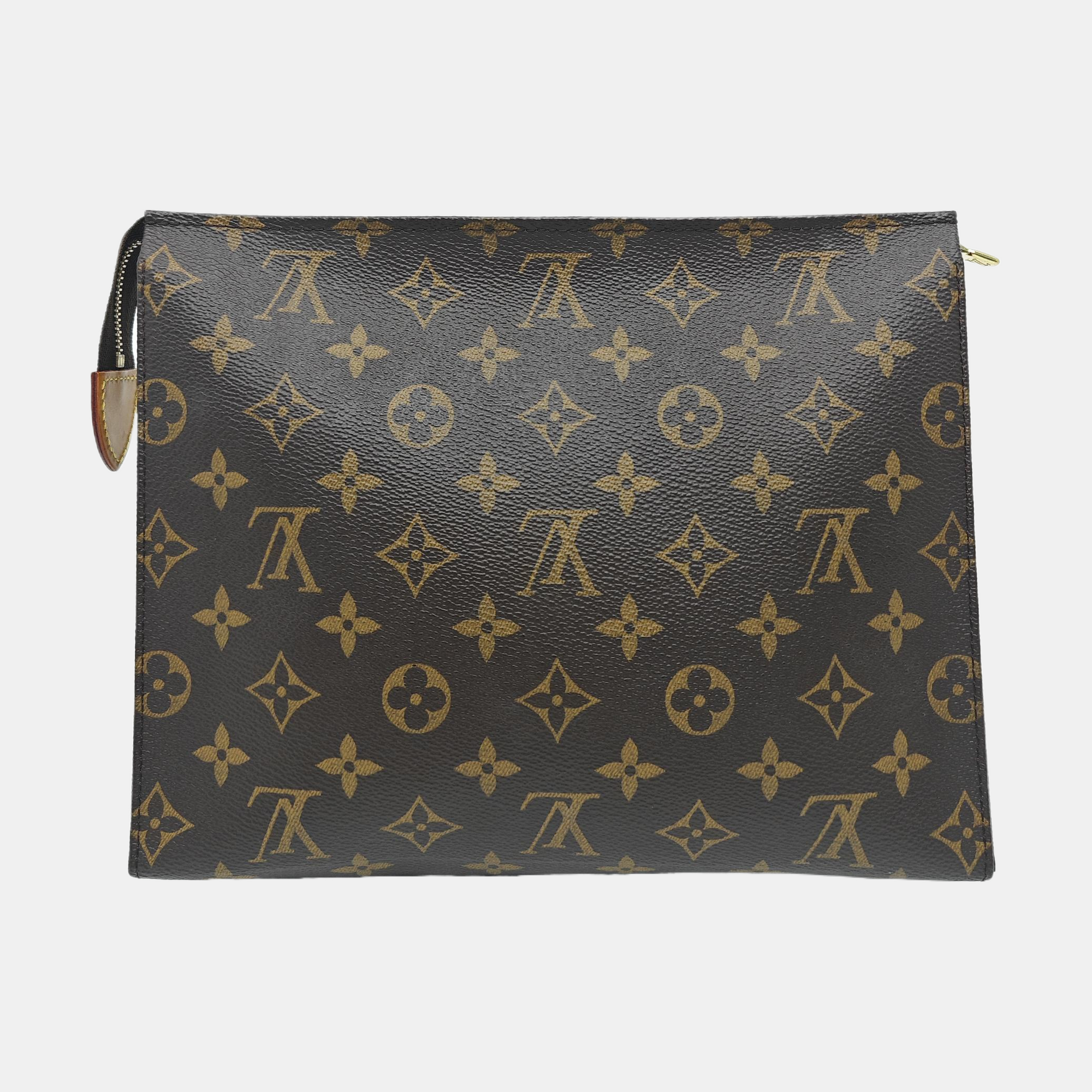 TOILET POCKET 26 Monogram Coated Canvas Brown