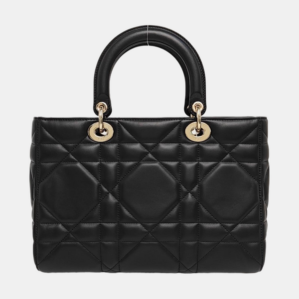 Lady D-Sire Medium Cannage Calfskin Black