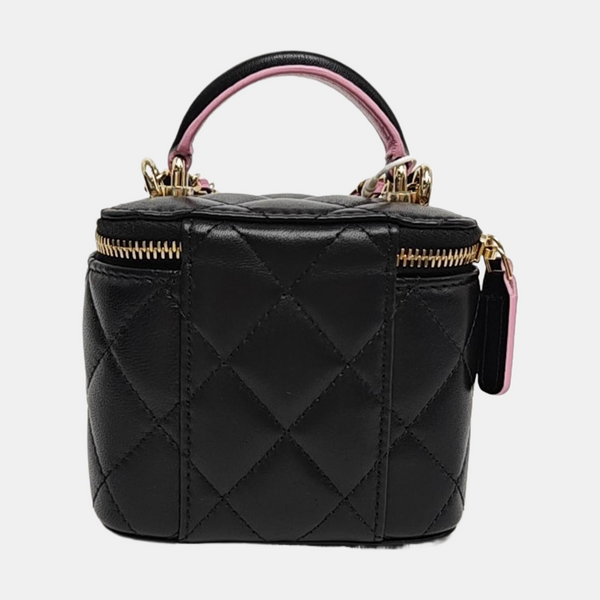 VANITY CASE Mini Quilted Lambskin Black