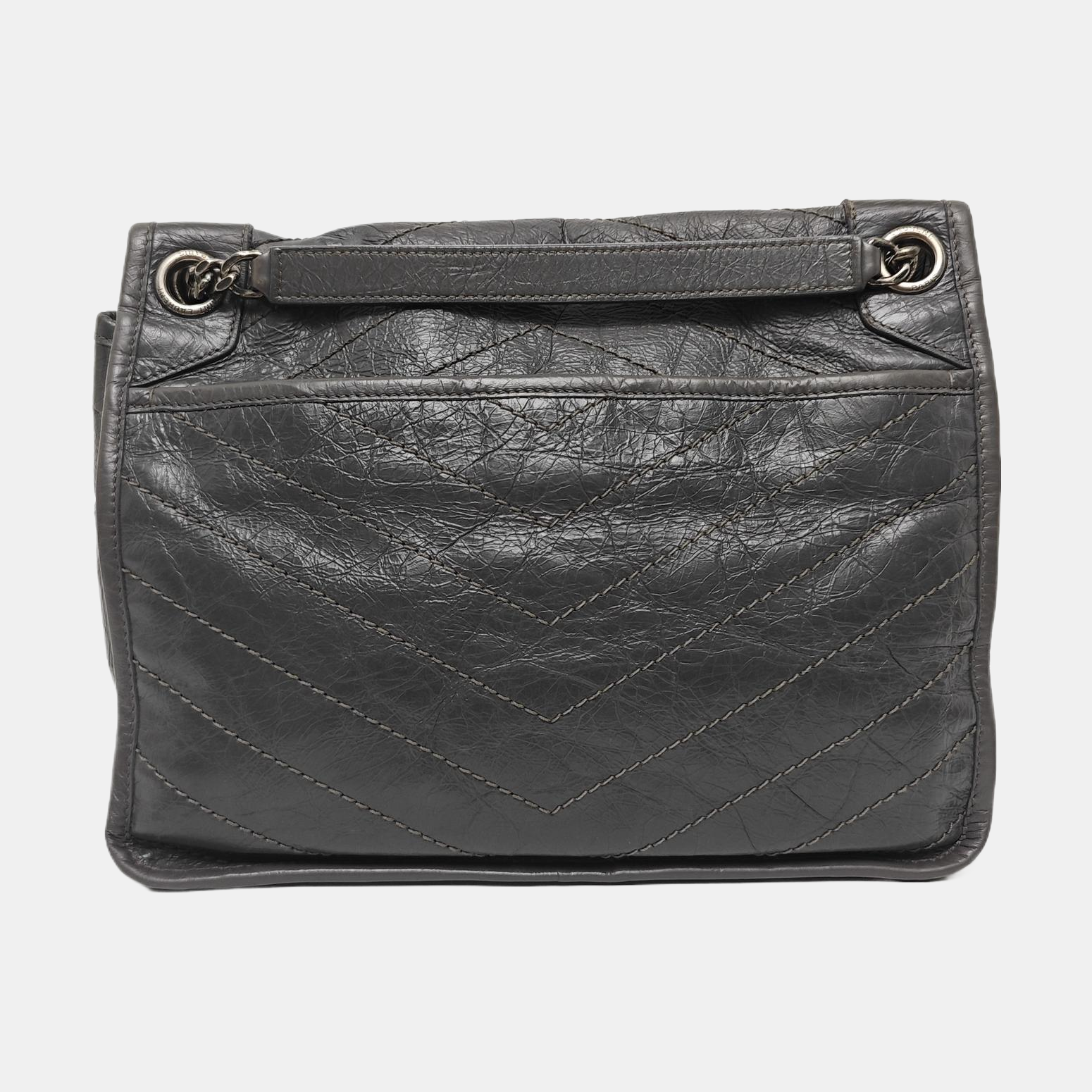 NIKI Medium Chevron Calfskin Gray
