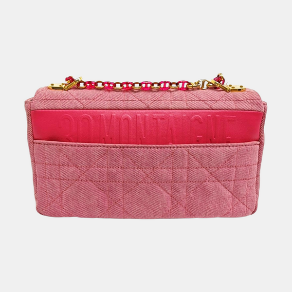 Dior Caro Medium Cannage Denim Pink