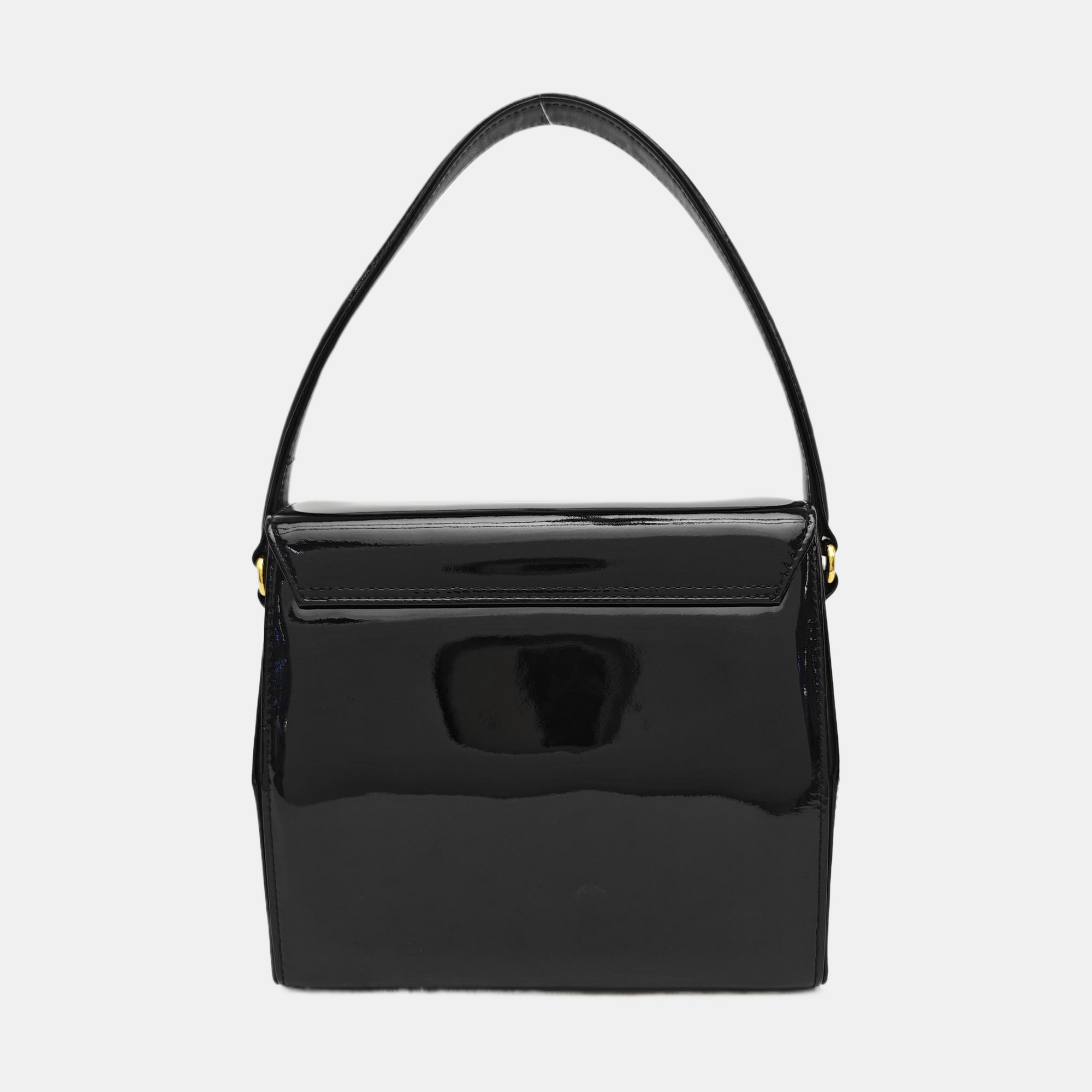 Patent Leather Top Handle Bag Black